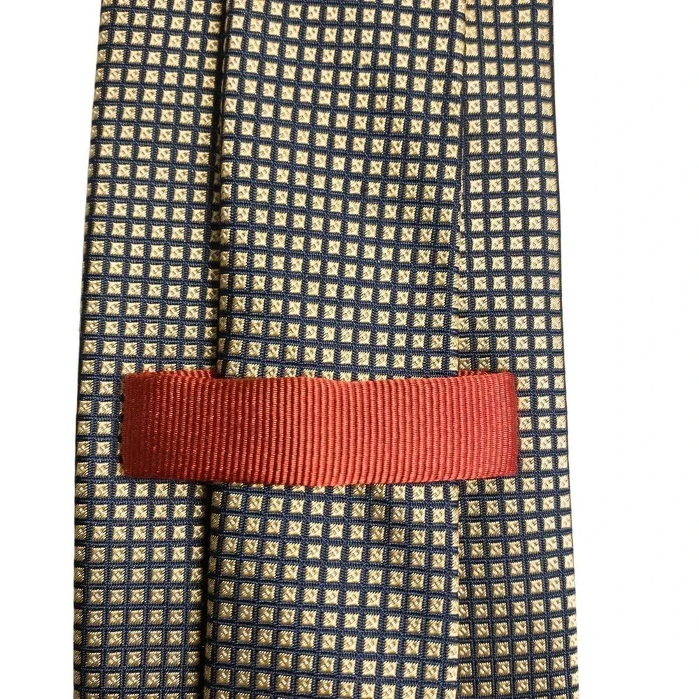 CHAPS Vintage Men's 100% Silk Necktie Designer Geometric Gold/Black Hand‎ Made